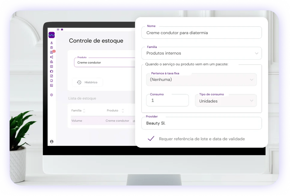 Ferramenta de estoque de produtos para seu centro de beleza