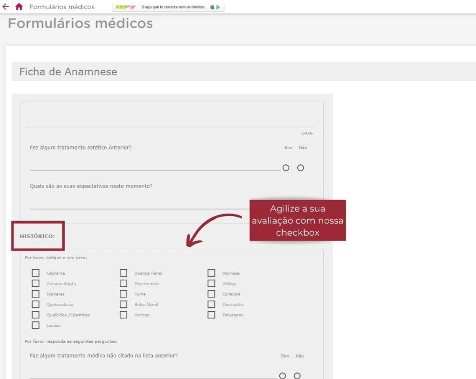 Agilize a sua avaliação com nossa checkbox